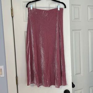 Jcrew Pink Velvet MIDI Slip Skirt